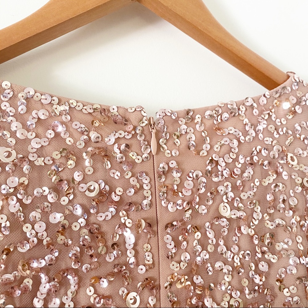Adrianna Papell Gold Sequin V-Neck Sheath Dress - Picture 6 of 6